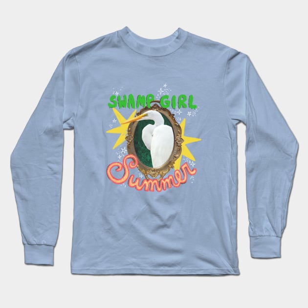 Swamp Girl Summer - Egret Long Sleeve T-Shirt by snakelung